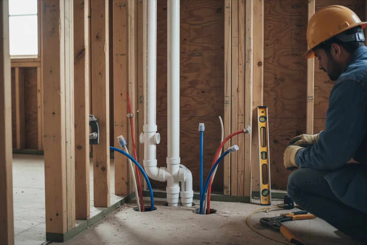 Drain and supply rough-in during Leak Detection in Meridianville