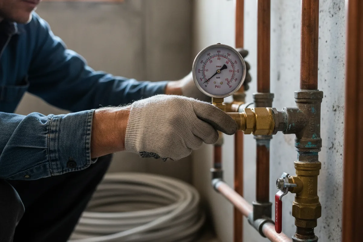 Pressure testing a repaired line during Water Line Repair in Meridianville
